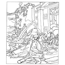 Iron Man rescuing the city, Iron Man coloring pages