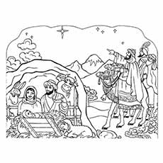 A silent night nativity coloring page
