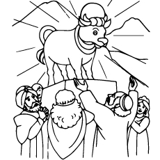 Coloring Page of The Golden Calf from Bible Story