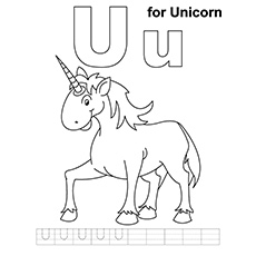 U for unicorn coloring pages