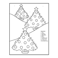 Christmas tree, color by number coloring pages