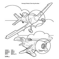 Color by number airplane coloring page