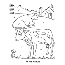 In the pasture, color by number coloring pages