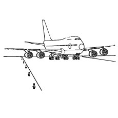 Landing of airplane coloring page
