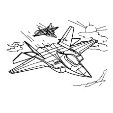 Military jet Aeroplane coloring page