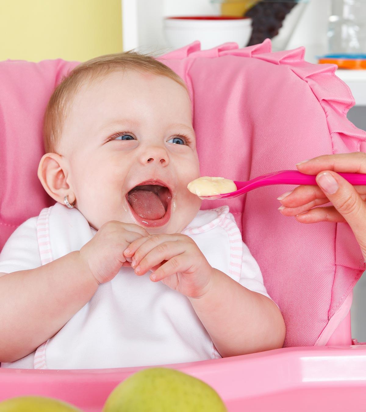 A Baby Having Parsnip Food