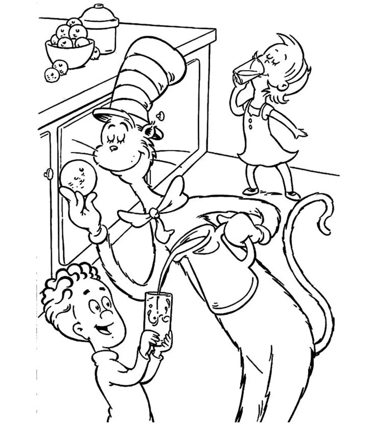 Printable Coloring Sheet Cat In The Hat Coloring Pages