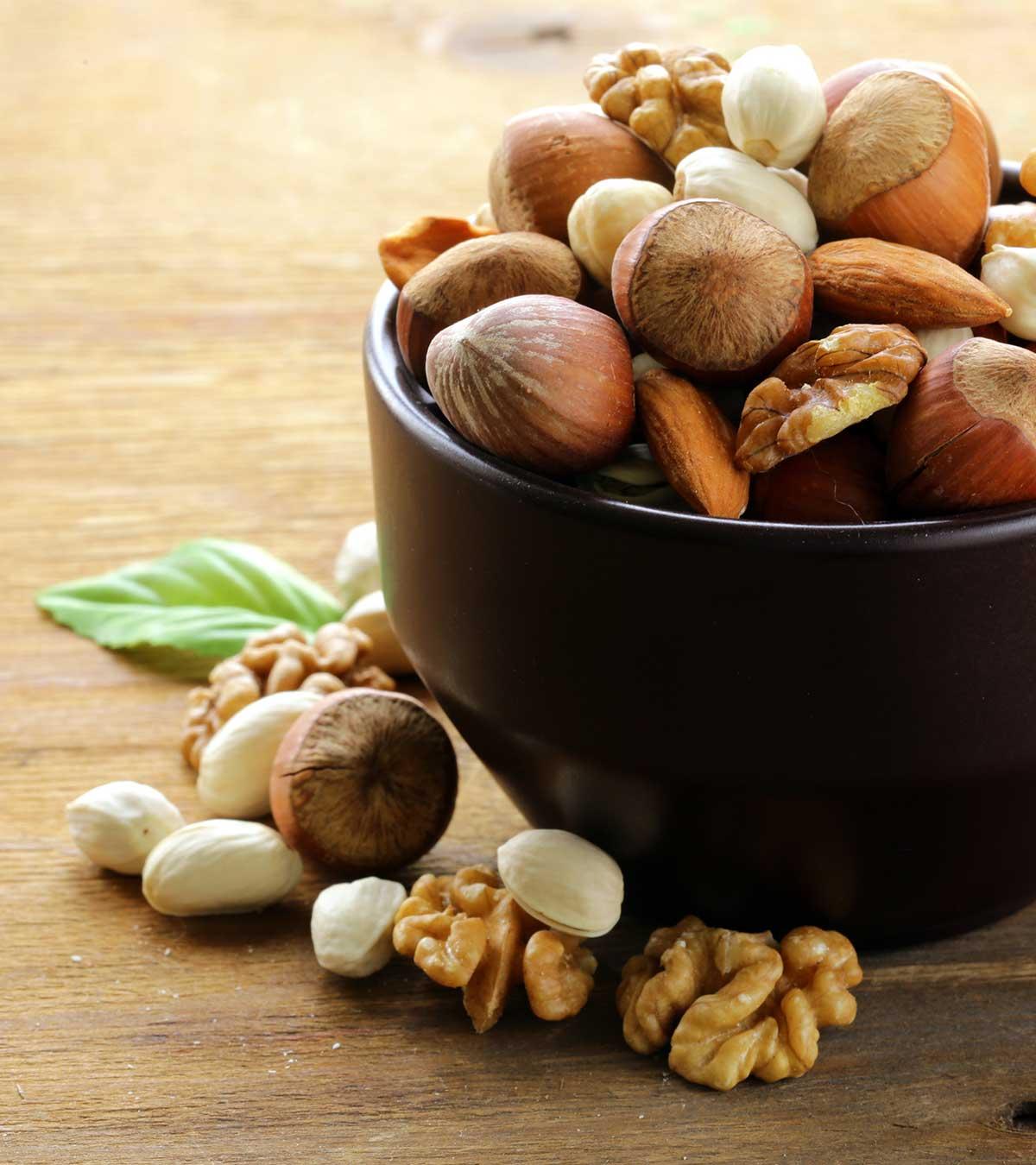 Lots of nuts in a bowl