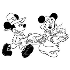 Mickey and Minnie Mouse Thanksgiving coloring page