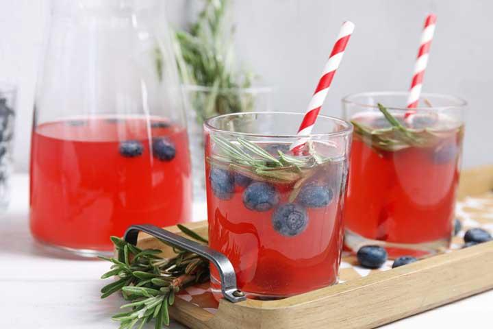Rosemary blueberry mash mocktail recipes for kids
