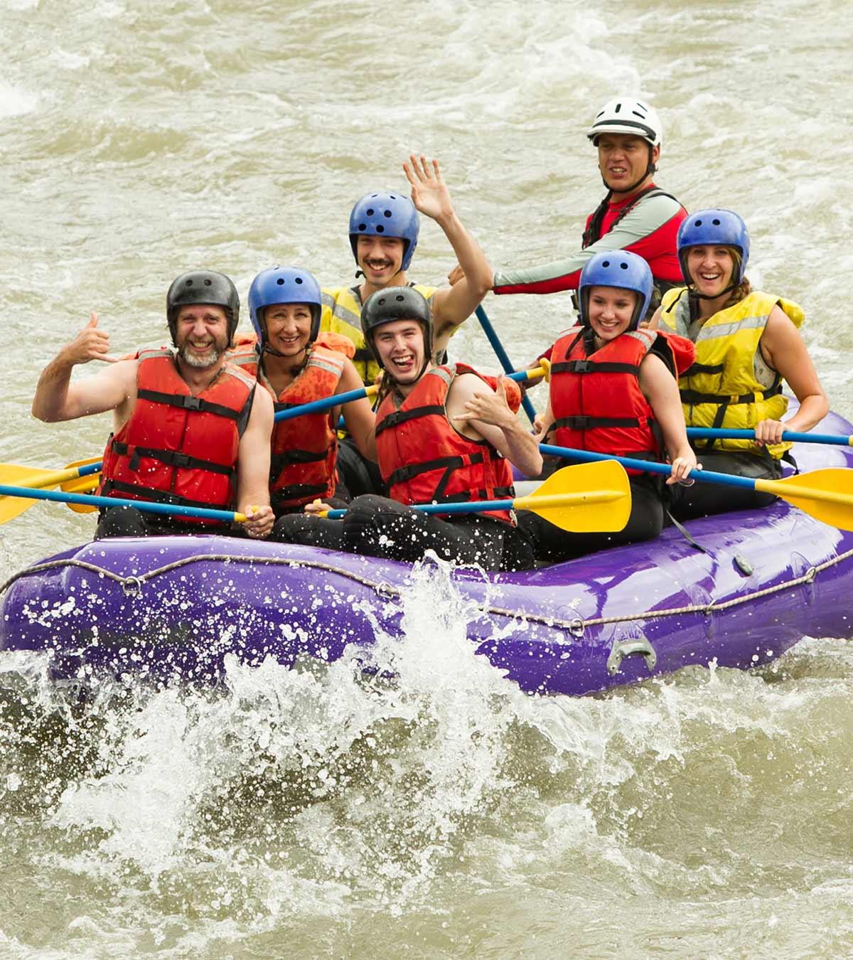 A group of people are doing some water activities