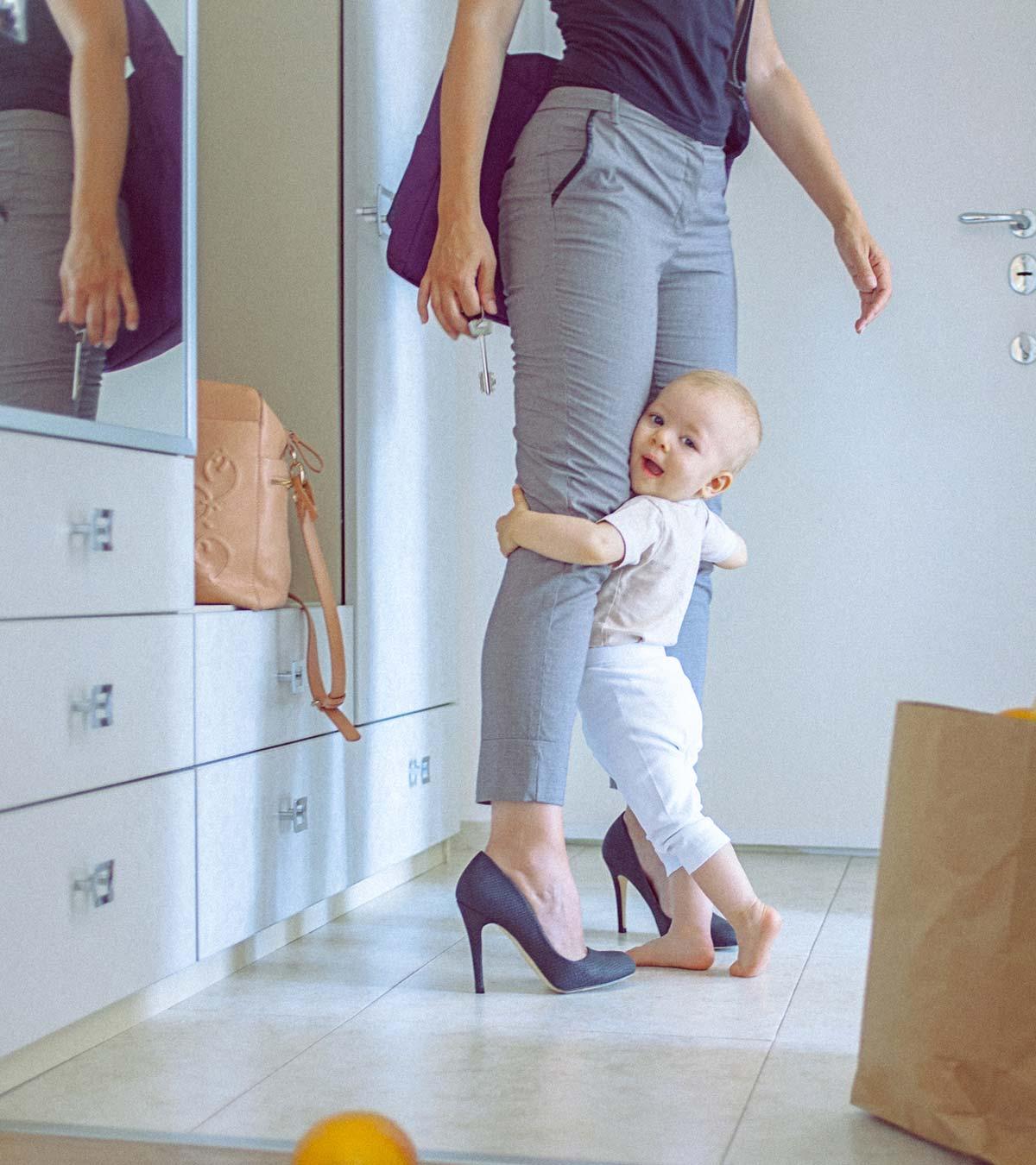 Clingy Baby Holding Her Mother Legs