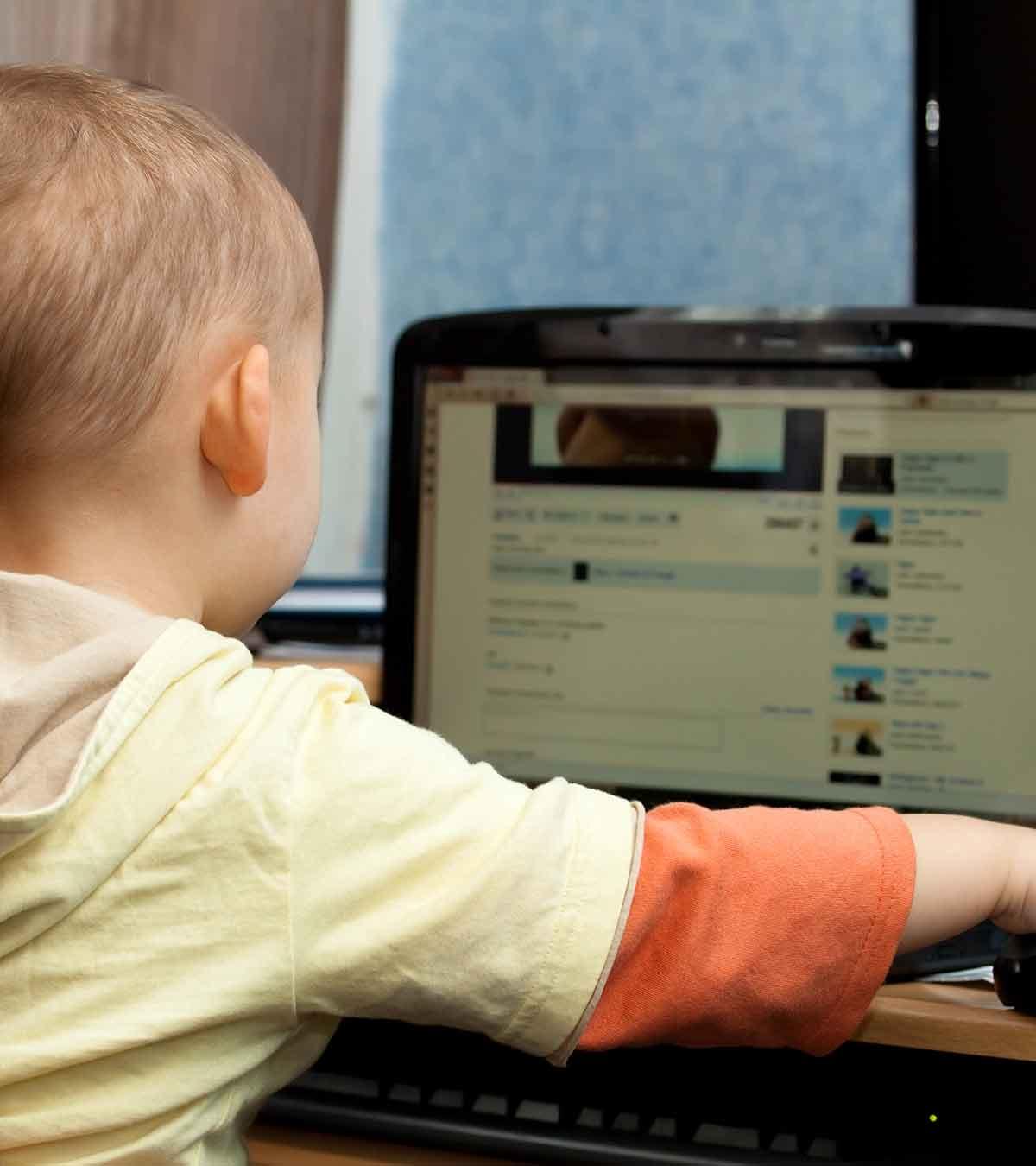 Child Using Social Media, Indicating Effects Of Technology