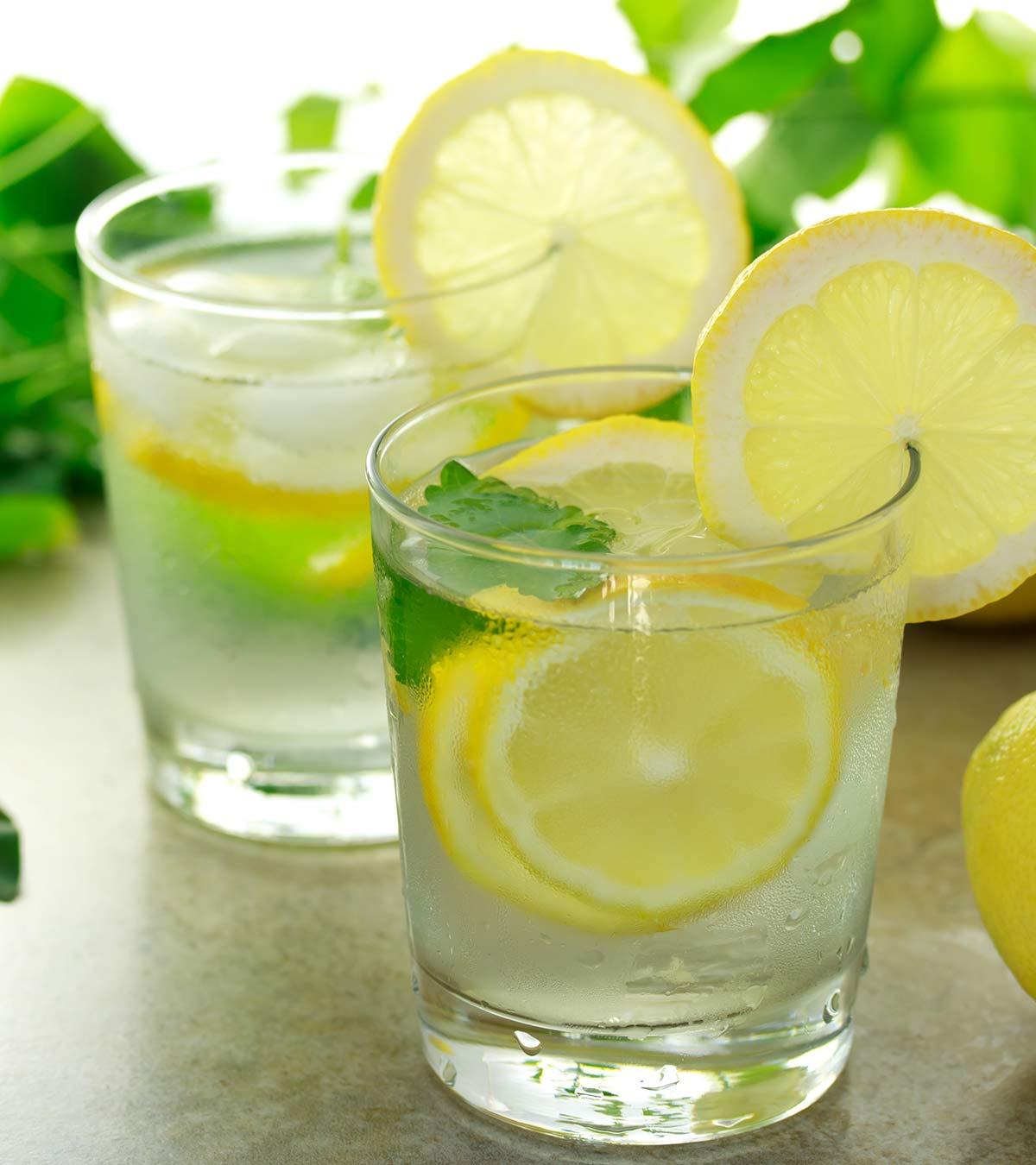 Lemon water in glasses
