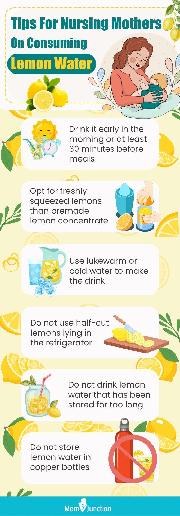 tips for nursing mothers on consuming lemon water (infographic)