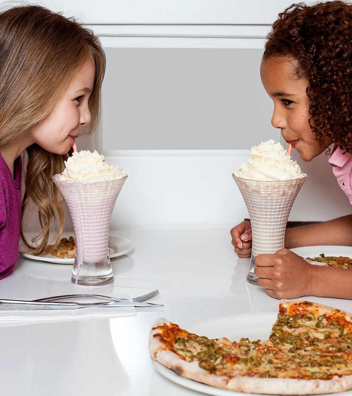 Kids Having Healthy Milkshake