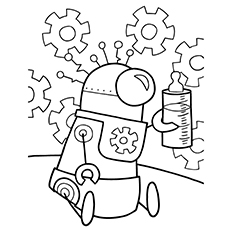 Baby robot coloring page