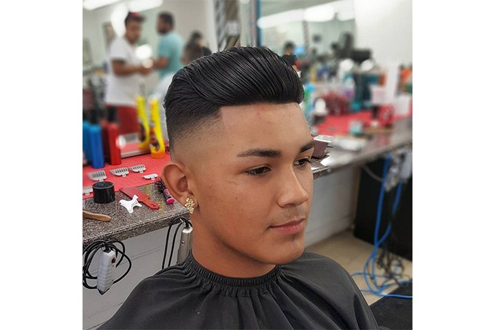 Combed-back hairstyle for boys