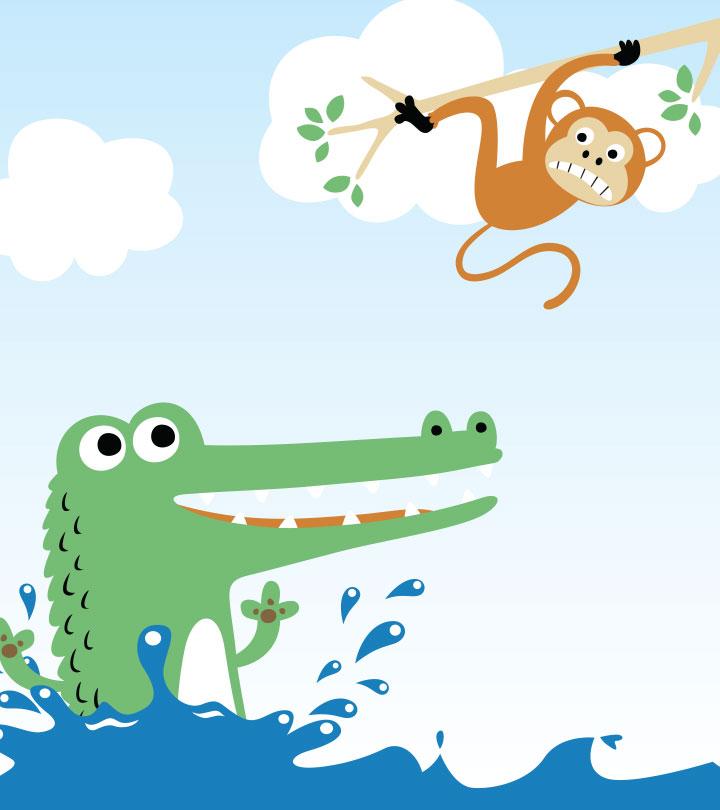 Monkey and crocodile story for kids