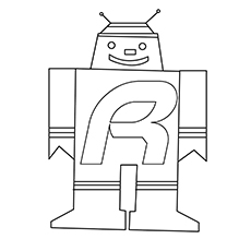 R for Robo in robot coloring page