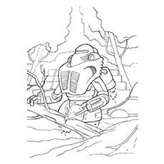 Robot attacking the city coloring page