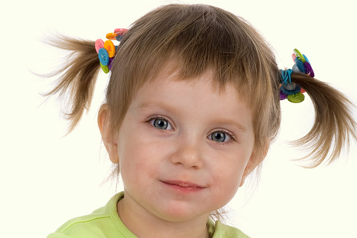 Mini pigtails, short hairstyle for kids