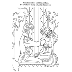 Anna falling in love with Hans, Frozen coloring page