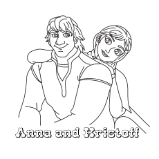 Anna and Kristoff sitting together, Frozen coloring page