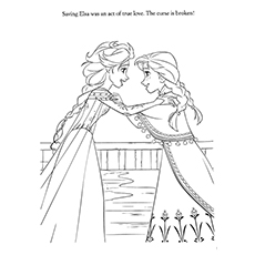 Anna Saving Elsa is act of love and Curse Broken Coloring Pages