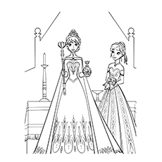 Elsa getting ready for her coronation, Frozen coloring page