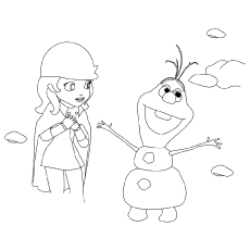 Elsa keeps Olaf from melting, Frozen coloring page