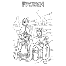 Elsa with her family, Frozen coloring page