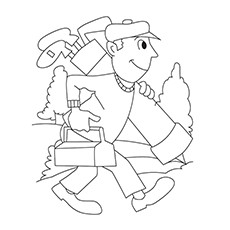 Golfer heading to play golf coloring page