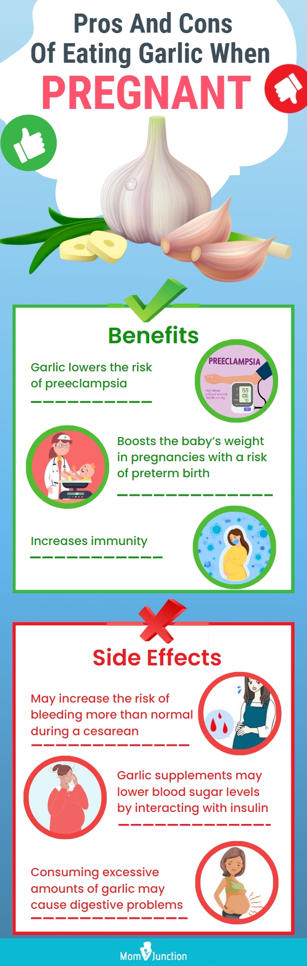 pros and cons of eating garlic when pregnant (infographic)