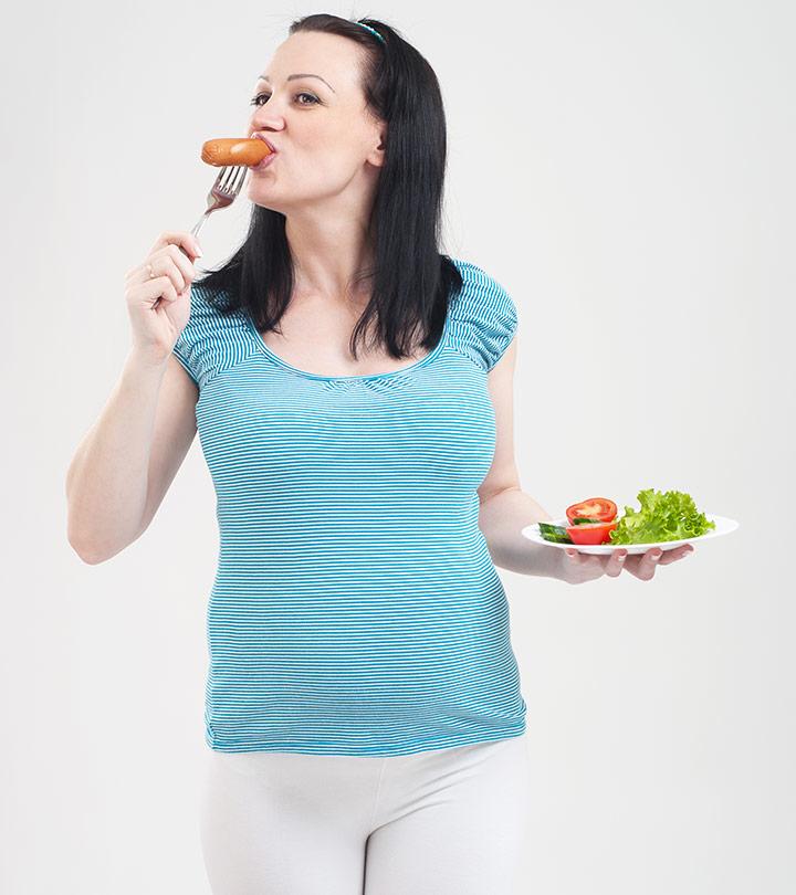 Pregnant Women Having Sausage