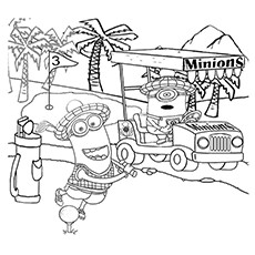 Minions playing golf coloring page