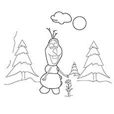 Olaf plucking flower, Frozen coloring page