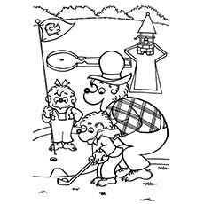 Papa Bernstein teaching how to play golf coloring page Papa Bernstein teaching how to play golf coloring page