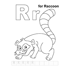 R for Raccoon coloring page