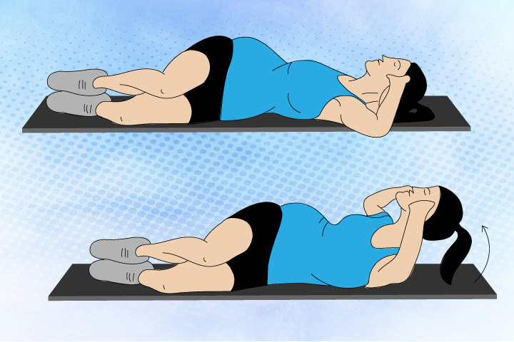 Side-lying crunches abdominal exercise during pregnancy