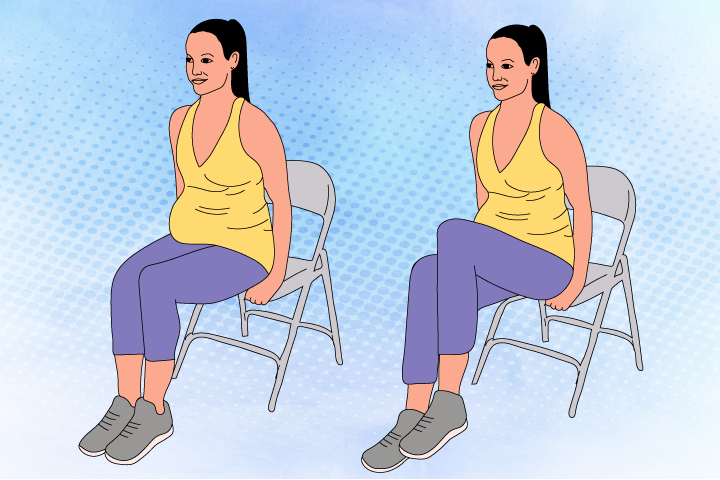 Sitting knee lift abdominal exercise during pregnancy