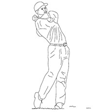 Tiger Woods playing golf coloring page