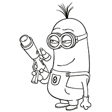 Tim with gun in hand, minions coloring page