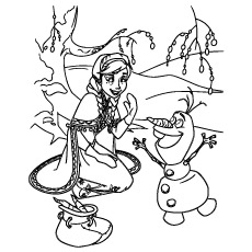 Anna happy with Olaf, Frozen coloring page