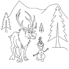 Frozen characters Sven and Olaf coloring Page