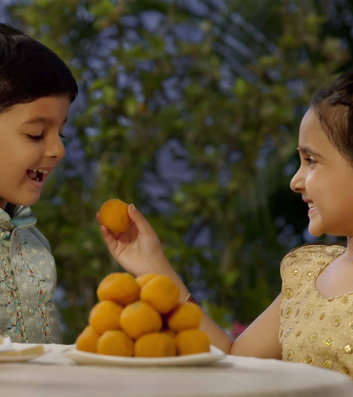 Kids Having Diwali Sweets