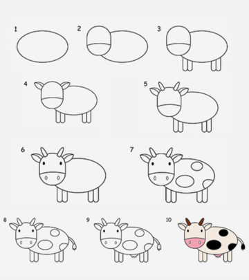 2 Easy Tutorials To Draw A Cow For Kids