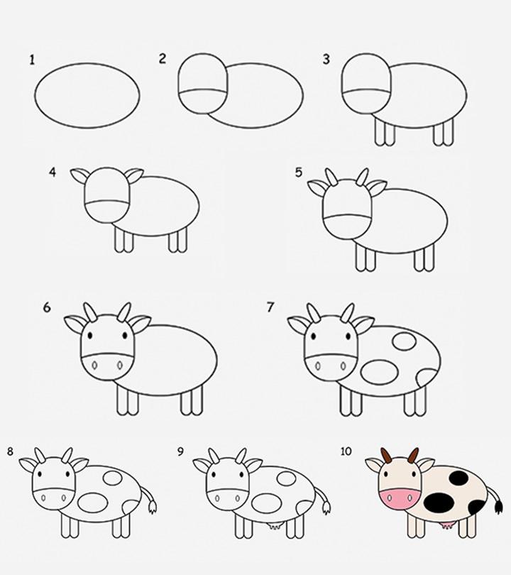 Cow Drawing For Kids