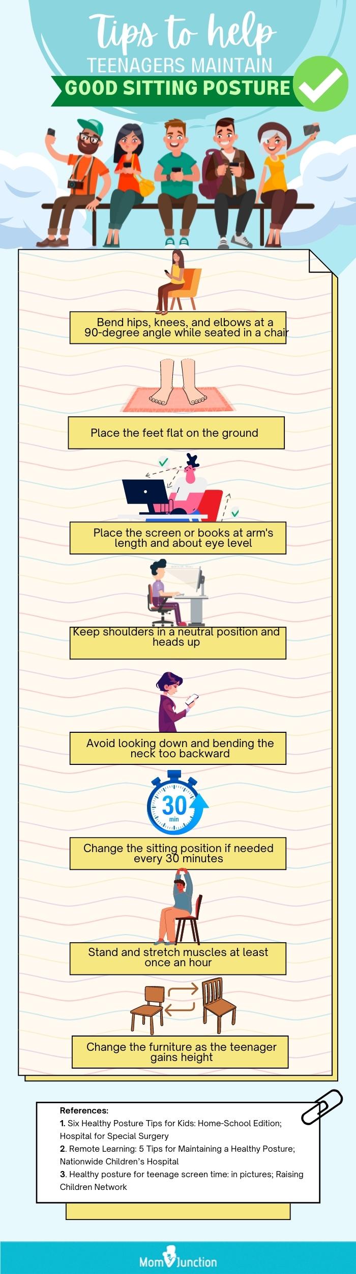 tips to help teenagers maintain good sitting posture (infographic)