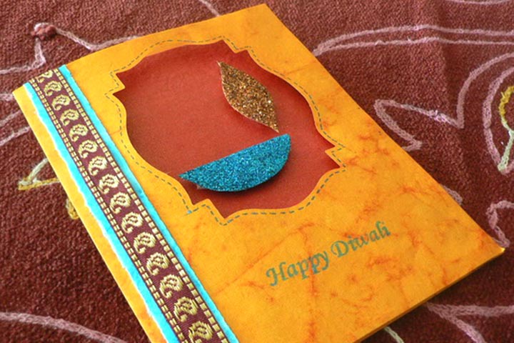 Shimmering diwali card for kids